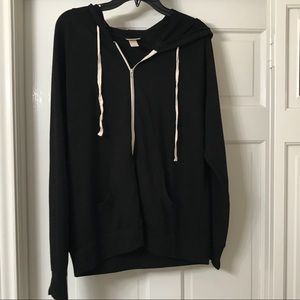 Black lightweight zip-up hoodie